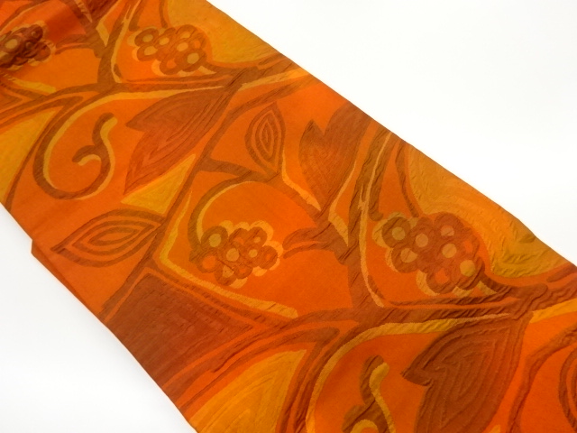 ふくれ織実唐草模様織出し名古屋帯